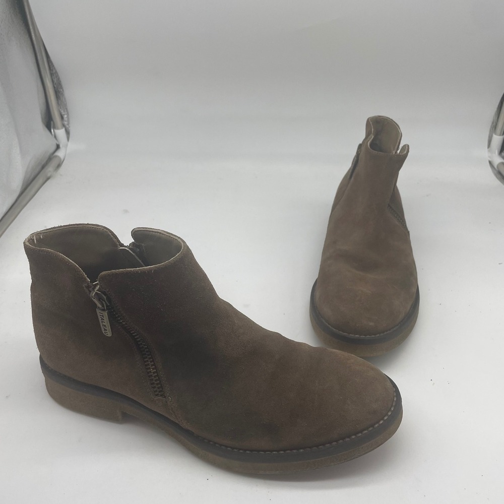 Italeau Brown Suede Waterproof Ankle Boots Handmade in Italy Womens 38